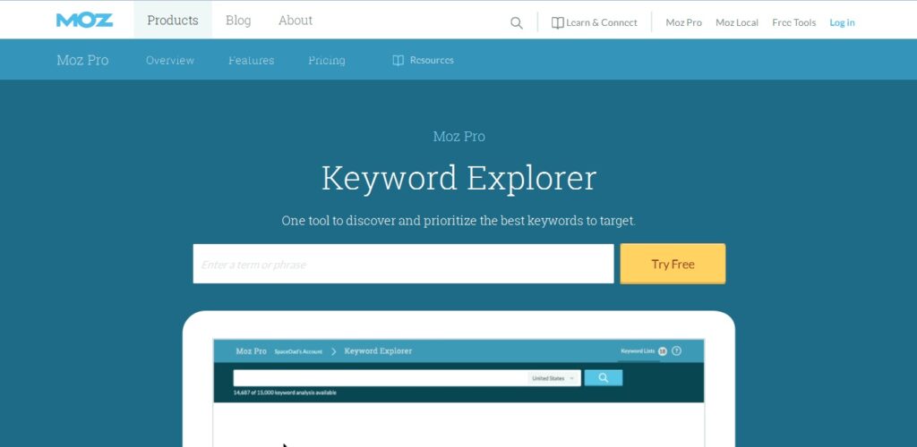 moz keyword research tool